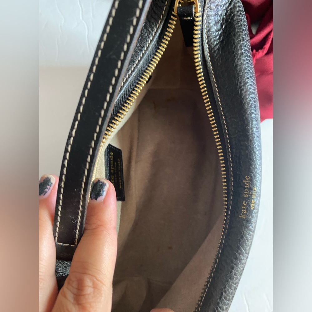 RARE Vintage Kate Spade Black Pebbled Leather Mini Hobo Made in Italy Y2K - Picture 12 of 14